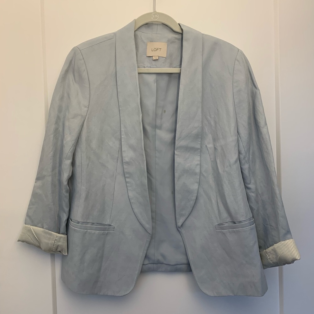 Loft Linen Blend Pale Blue Blazer